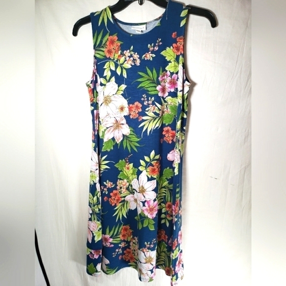 J.Jill Blue Multicolored Floral Sleeveless Summer Dress Sz XS - Picture 1 of 9